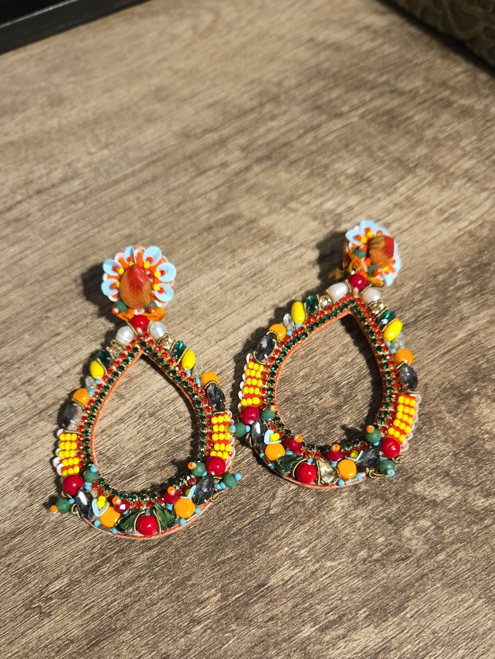 Ranjana Khan Fiesta Beaded Teardrop Statement Earrings